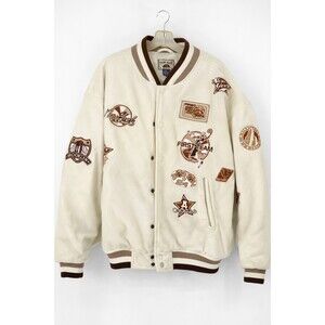 Raw Blue‎ Classics Basketball NBA Varsity Bomber Jacket Patches Mens  3XL D25
